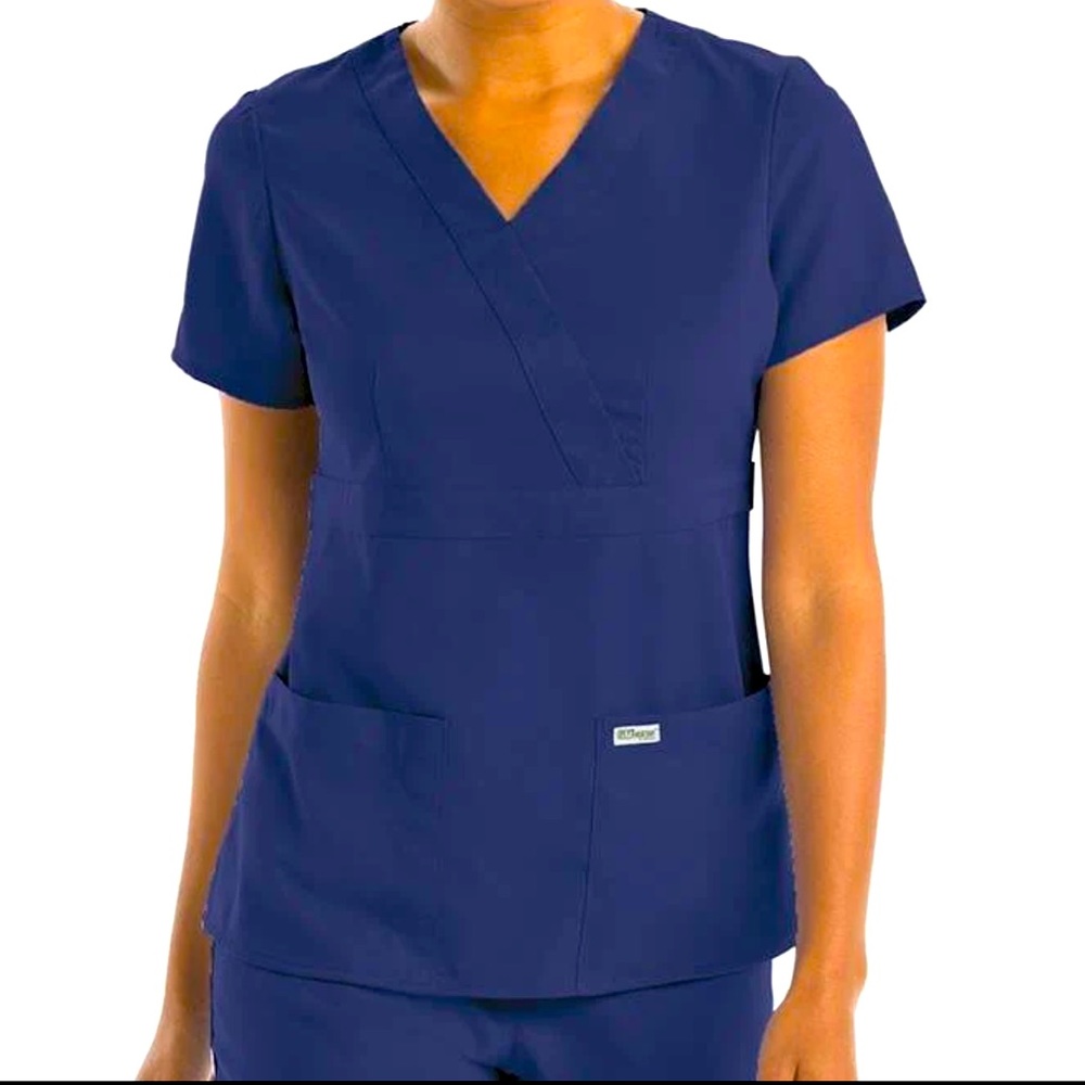 Greys Anatomy classic mock wrap scrub top